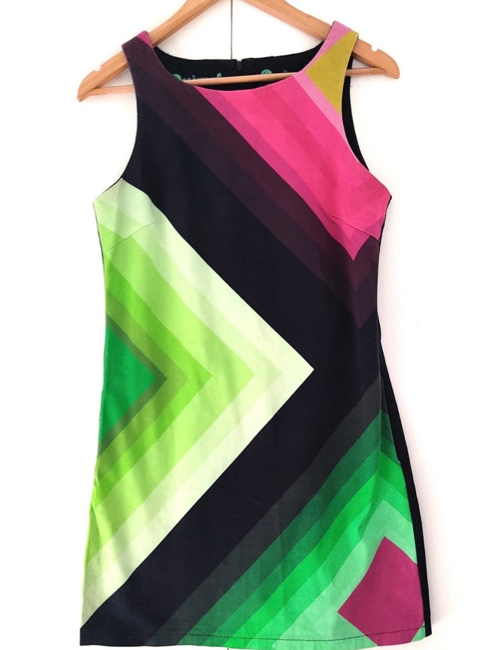 DESIGUAL A-Line Cotton Lined Sleeveless Geometric Print Summer Dress EU40 US8